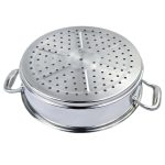 4-SOGA 3 Tier 26cm Heavy Duty Stainless Steel Food Steamer Vegetable Pot Stackable Pan Insert with Glass Lid
