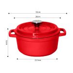 5-SOGA 2X Cast Iron 26cm Enamel Porcelain Stewpot Casserole Stew Cooking Pot With Lid Red