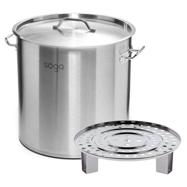 1-SOGA 50L Stainless Steel Stock Pot with One Steamer Rack Insert Stockpot Tray