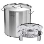1-SOGA 50L Stainless Steel Stock Pot with Two Steamer Rack Insert Stockpot Tray