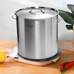 3-SOGA 50L Stainless Steel Stock Pot with Two Steamer Rack Insert Stockpot Tray