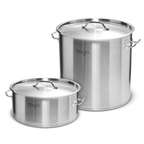 1-SOGA 9L Wide Stock Pot  and 33L Tall Top Grade Thick Stainless Steel Stockpot 18/10