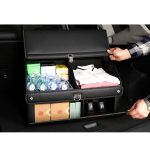 2-SOGA 60cm Leather Car Boot Collapsible Foldable Trunk Cargo Organizer Portable Storage Box with Lock Black