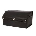1-SOGA 60cm Leather Car Boot Collapsible Foldable Trunk Cargo Organizer Portable Storage Box with Lock Black