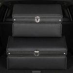 5-SOGA 60cm Leather Car Boot Collapsible Foldable Trunk Cargo Organizer Portable Storage Box with Lock Black
