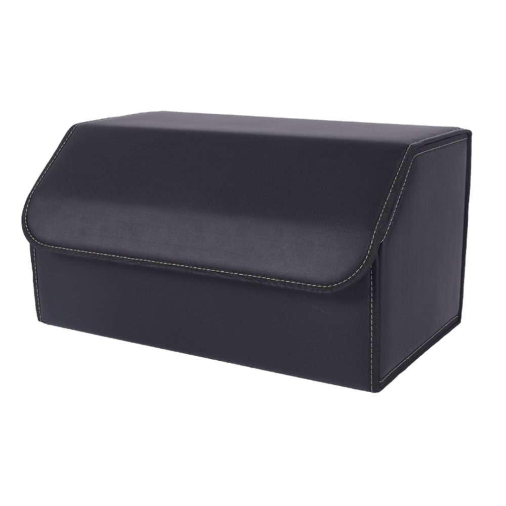 1-SOGA Leather Car Boot Collapsible Foldable Trunk Cargo Organizer Portable Storage Box Black Large