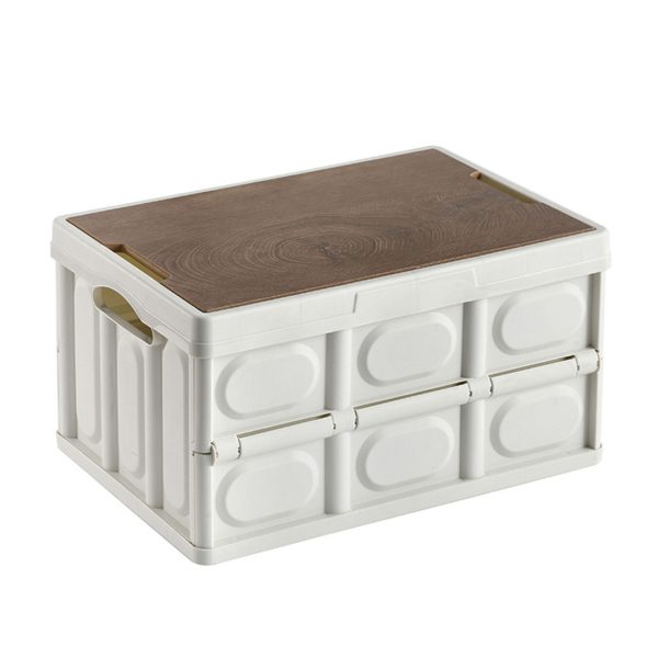 1-SOGA 42x28.5cm 30L White Car & Camping Foldable Storage Box Crate Stackable Container No Handle