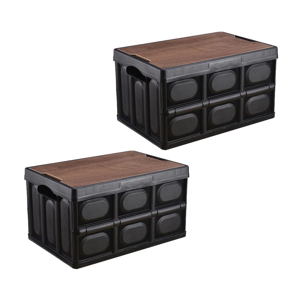 1-SOGA 2X 42x28.5cm 30L Black Car & Camping Foldable Storage Box Crate Stackable Container No Handle 1-SOGA 2X 42x28.5cm 30L Black Car & Camping Foldable Storage Box Crate Stackable Container No Handle