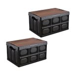 1-SOGA 2X 42x28.5cm 30L Black Car & Camping Foldable Storage Box Crate Stackable Container No Handle