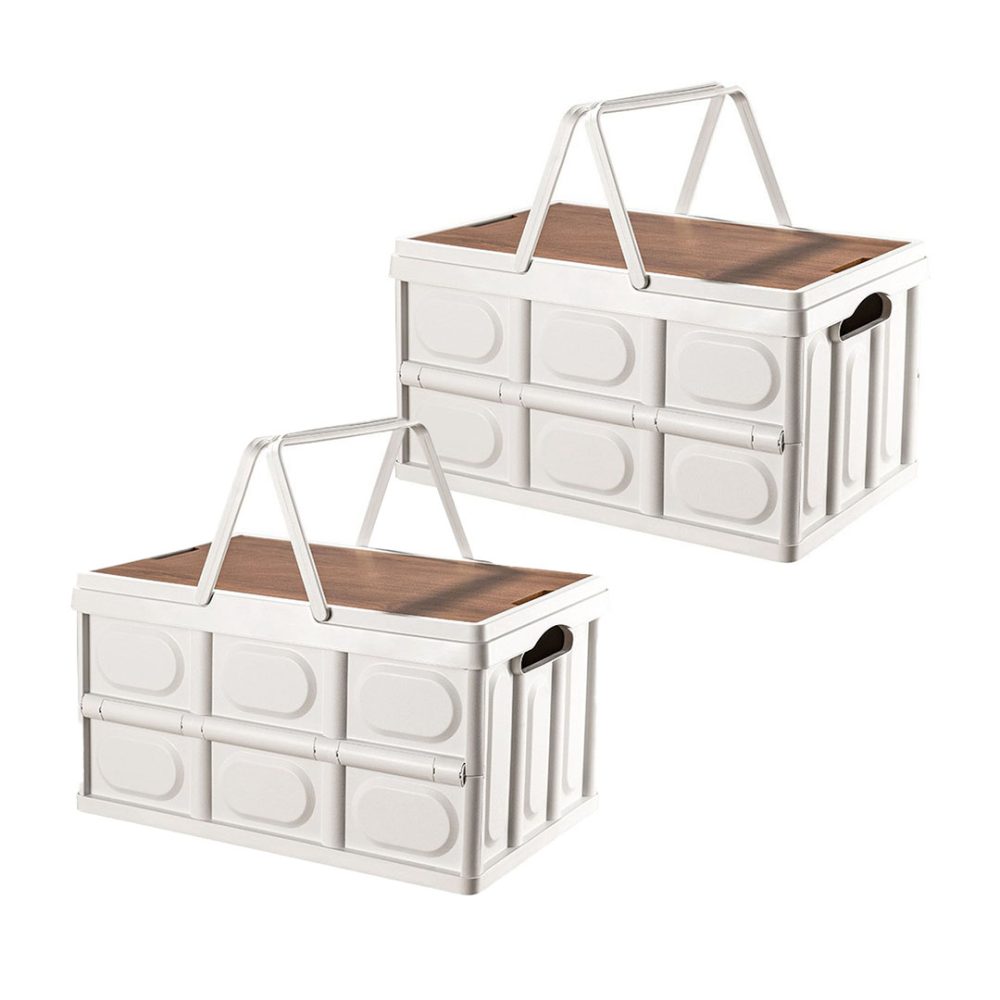 1-SOGA 2X 34.5 cm 18L White Car & Camping Foldable Storage Box Crate Stackable Container with Handle 1-SOGA 2X 34.5 cm 18L White Car & Camping Foldable Storage Box Crate Stackable Container with Handle