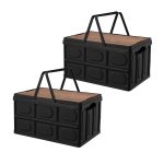 1-SOGA 2X 34.5 cm 18L Black Car & Camping Foldable Storage Box Crate Stackable Container with Handle