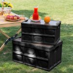 3-SOGA 2X 34.5 cm 18L Black Car & Camping Foldable Storage Box Crate Stackable Container with Handle