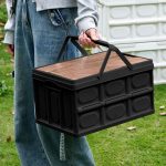5-SOGA 2X 34.5 cm 18L Black Car & Camping Foldable Storage Box Crate Stackable Container with Handle