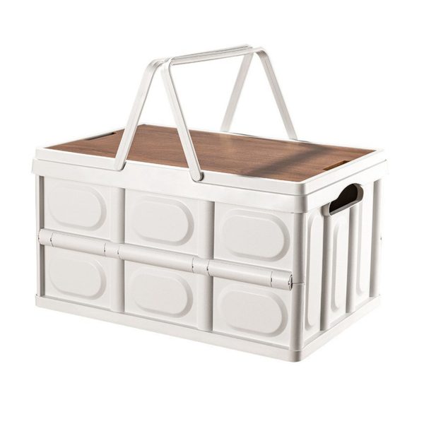 1-SOGA 52.5cm 55L White Car & Camping Foldable Storage Box Crate Stackable Container with Handle