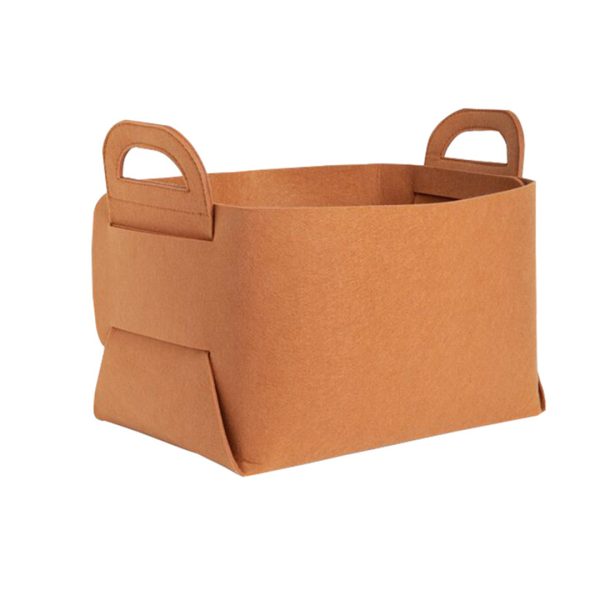 1-SOGA Large Coffee Foldable Felt Storage Portable Collapsible Bag Home Office Foldable Organiser with Carry Handles