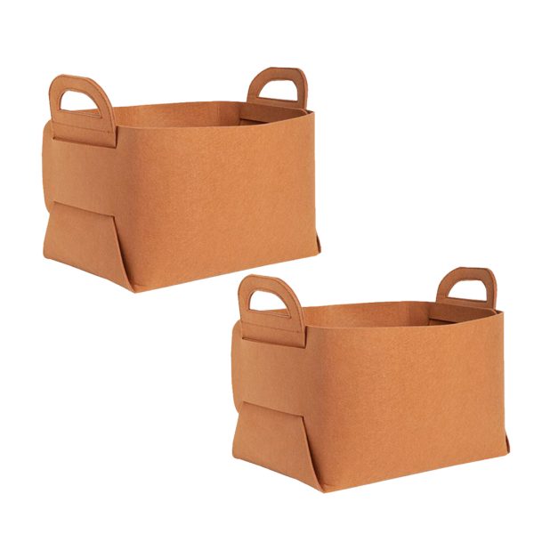 1-SOGA 2X Large Coffee Foldable Felt Storage Portable Collapsible Bag Home Office Foldable Organiser with Carry Handles
