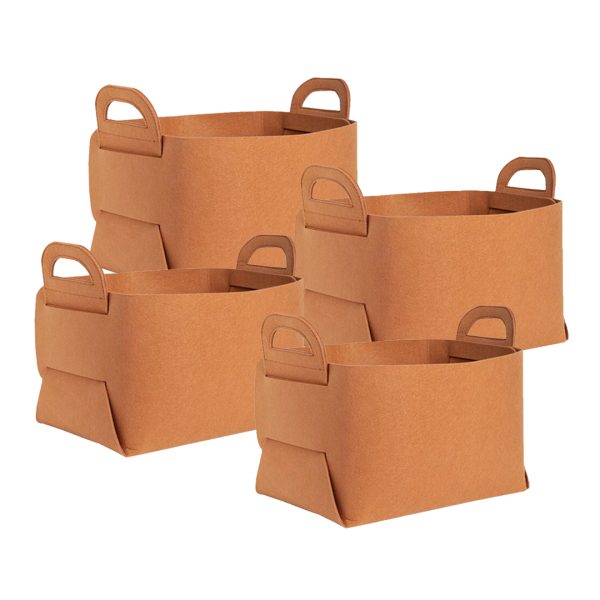 1-SOGA 4X Large Coffee Foldable Felt Storage Portable Collapsible Bag Home Office Foldable Organiser with Carry Handles