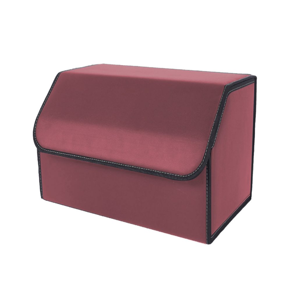 1-SOGA Leather Car Boot Collapsible Foldable Trunk Cargo Organizer Portable Storage Box Red Medium