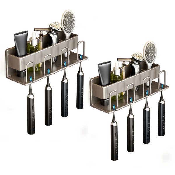 1-SOGA 2X 27cm Wall-Mounted Bathroom Storage Organiser Space Saving Adhesive Shelf Rack