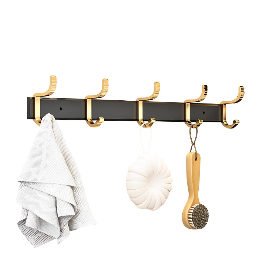 1-SOGA 41cm Wall Mounted Towel Rack Space-Saving Hanger Organiser with Durable Hooks