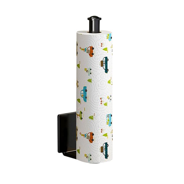 1-SOGA Black Wall-Mounted Kitchen Roll Holder Organiser Space Saving Rack