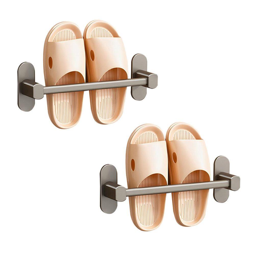 1-SOGA 2X 29cm Wall-Mounted Slipper Organiser Adhesive Storage Space-Saving Wall Rack