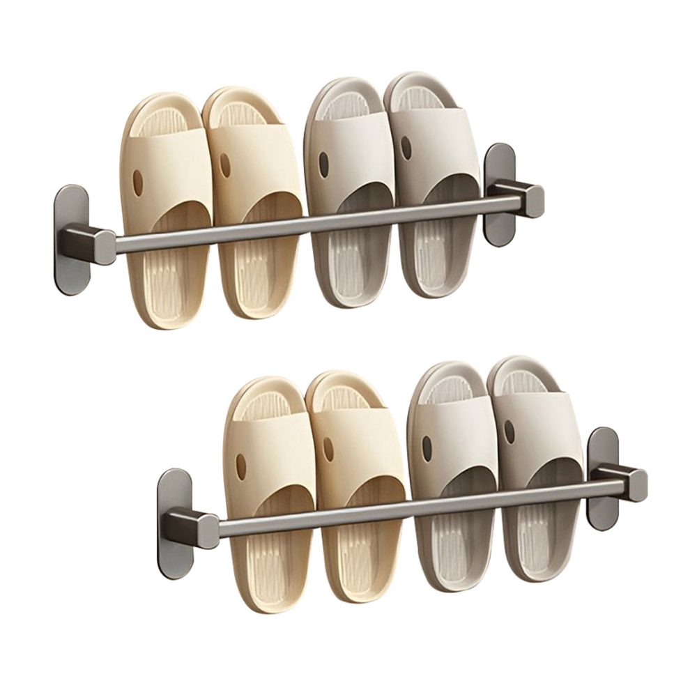 1-SOGA 2X 49cm Wall-Mounted Slipper Organiser Adhesive Storage Space-Saving Wall Rack