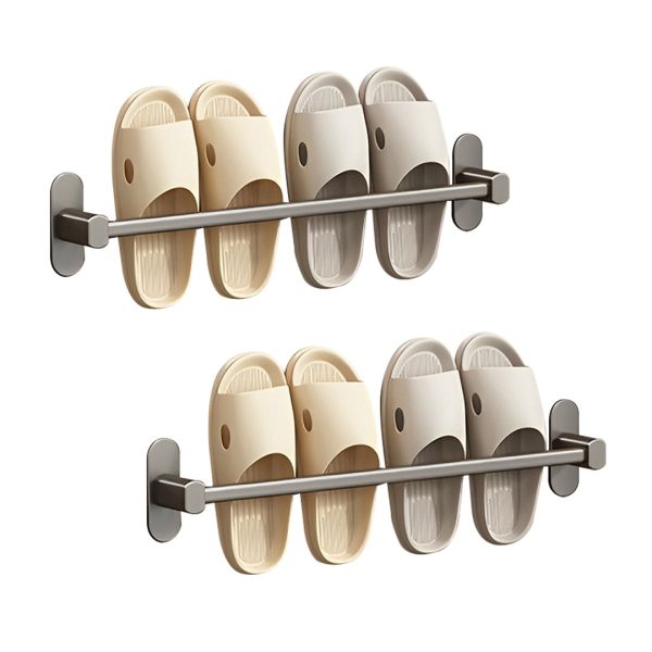 1-SOGA 2X 49cm Wall-Mounted Slipper Organiser Adhesive Storage Space-Saving Wall Rack