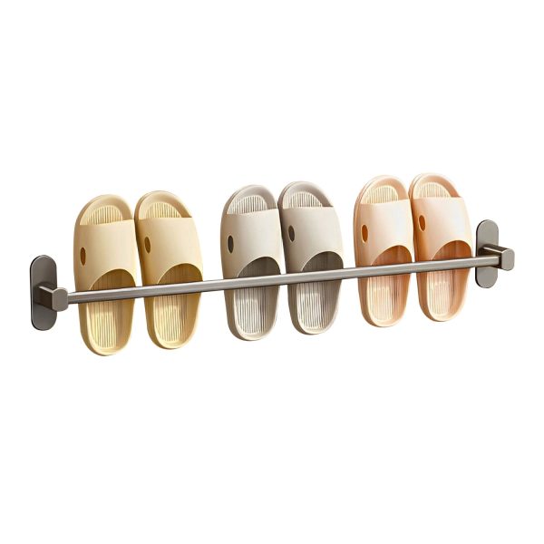 1-SOGA 69cm Wall-Mounted Slipper Organiser Adhesive Storage Space-Saving Wall Rack