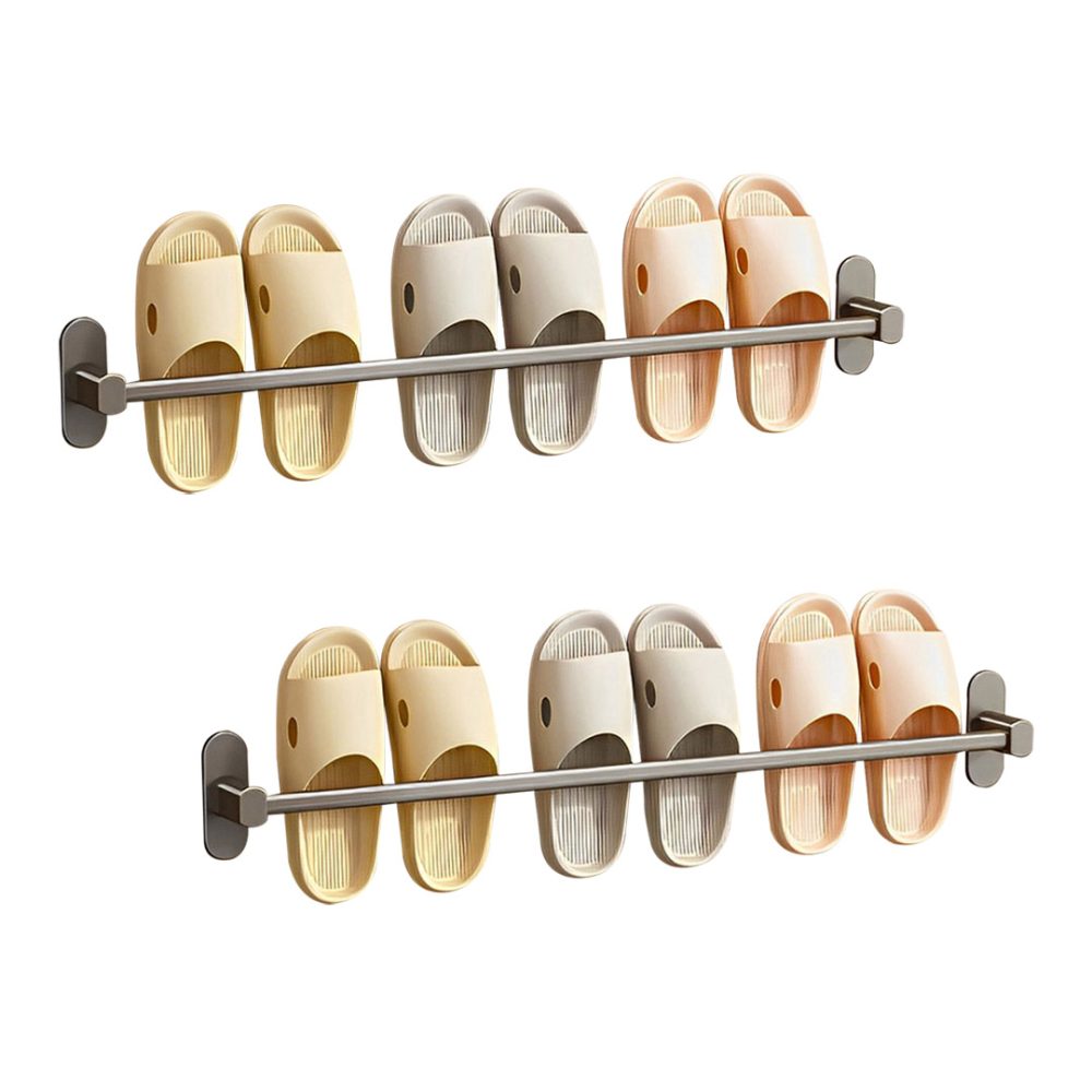 1-SOGA 2X 69cm Wall-Mounted Slipper Organiser Adhesive Storage Space-Saving Wall Rack
