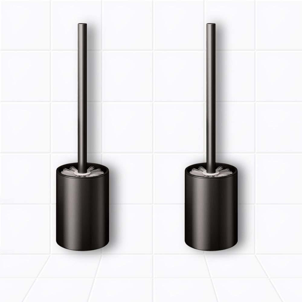 1-SOGA 2X 27cm Wall-Mounted Toilet Brush with Holder Bathroom Cleaning Scrub Black