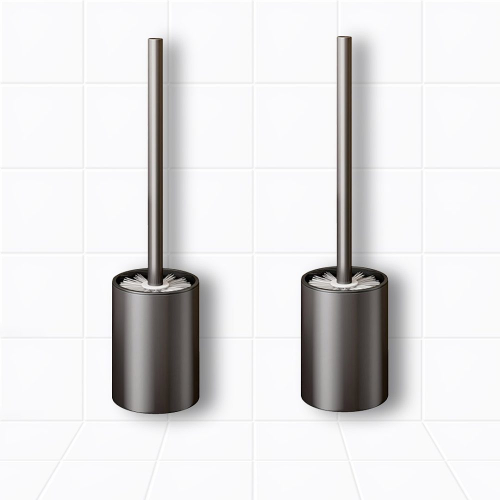 1-SOGA 2X 27cm Wall-Mounted Toilet Brush with Holder Bathroom Cleaning Scrub Dark Grey
