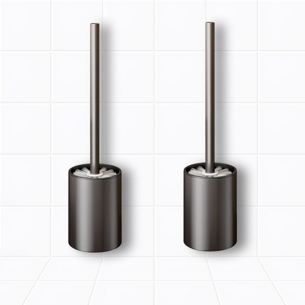 1-SOGA 2X 27cm Wall-Mounted Toilet Brush with Holder Bathroom Cleaning Scrub Dark Grey