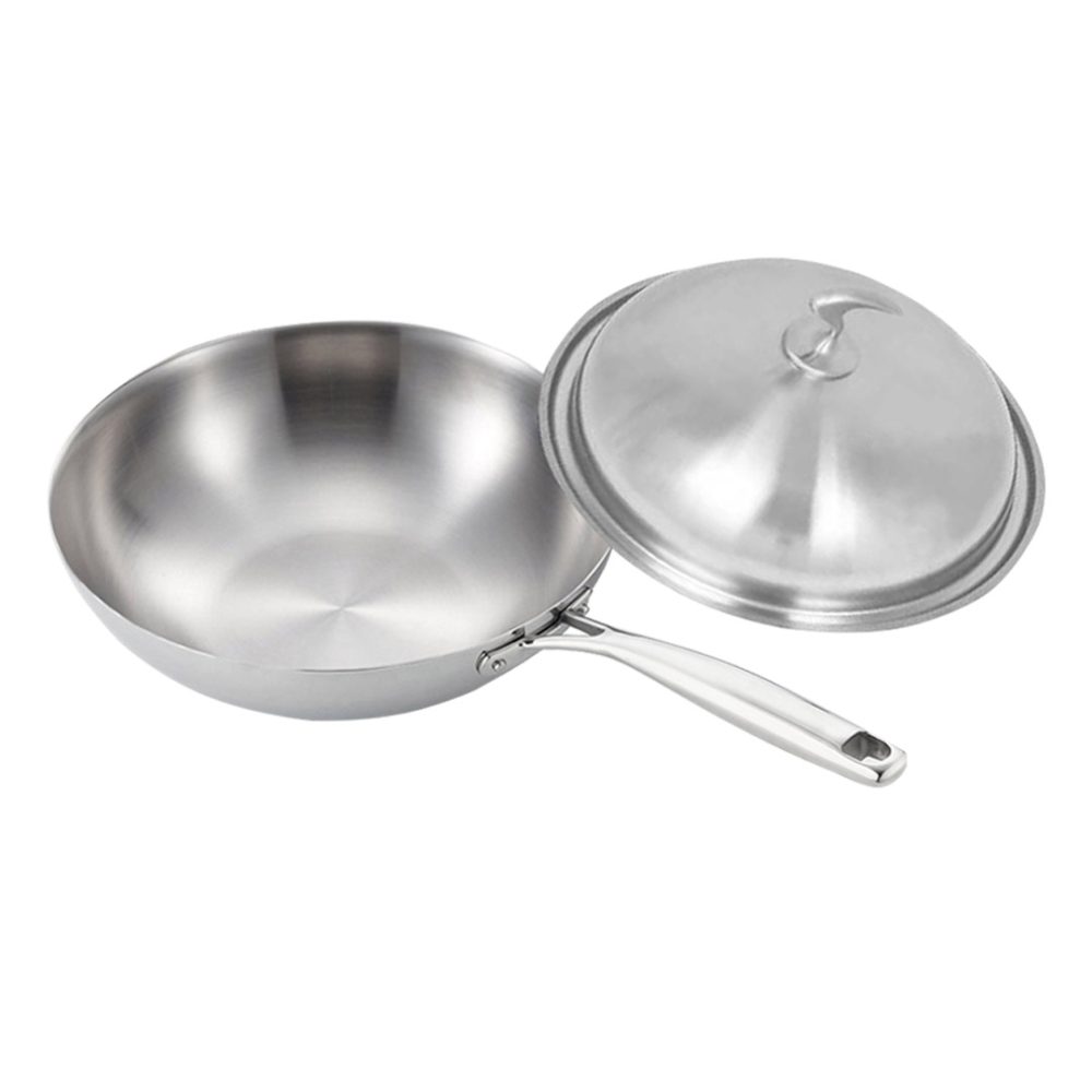 1-SOGA 18/10 Stainless Steel Fry Pan 32cm Frying Pan Top Grade Cooking Skillet with Lid