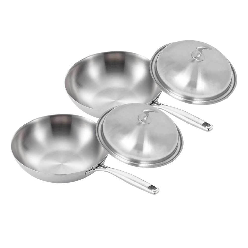 1-SOGA 2X 18/10 Stainless Steel Fry Pan 32cm Frying Pan Top Grade Cooking Skillet with Lid