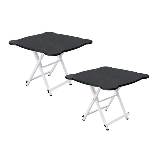 1-SOGA 2X Black Minimalist Cat Ear Folding Table Indoor Outdoor Portable Stall Desk Home Decor
