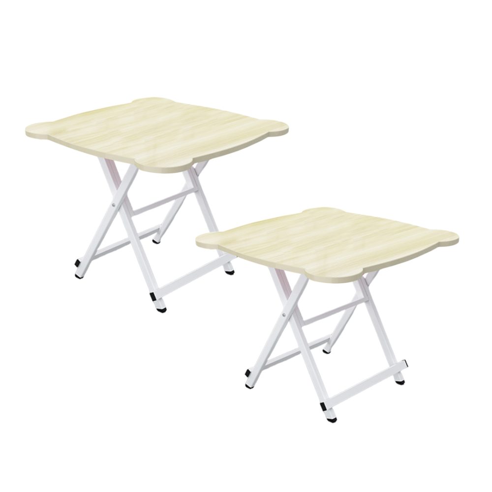 1-SOGA 2X White Minimalist Cat Ear Folding Table Indoor Outdoor Portable Stall Desk Home Decor
