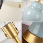 3-SOGA Oval Ceramic Table Lamp with Gold Metal Base Desk Lamp Yellow