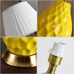 3-SOGA 4X Textured Ceramic Oval Table Lamp with Gold Metal Base White