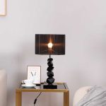 4-SOGA 55cm Black Table Lamp with Dark Shade LED Desk Lamp