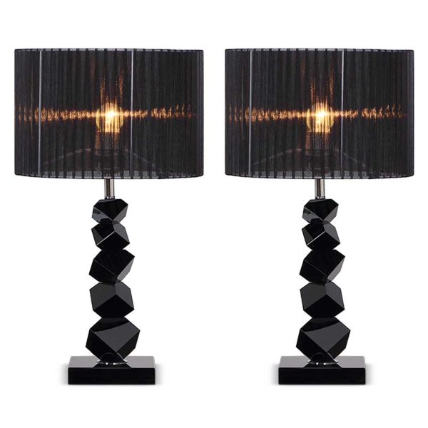 1-SOGA 2X 55cm Black Table Lamp with Dark Shade LED Desk Lamp