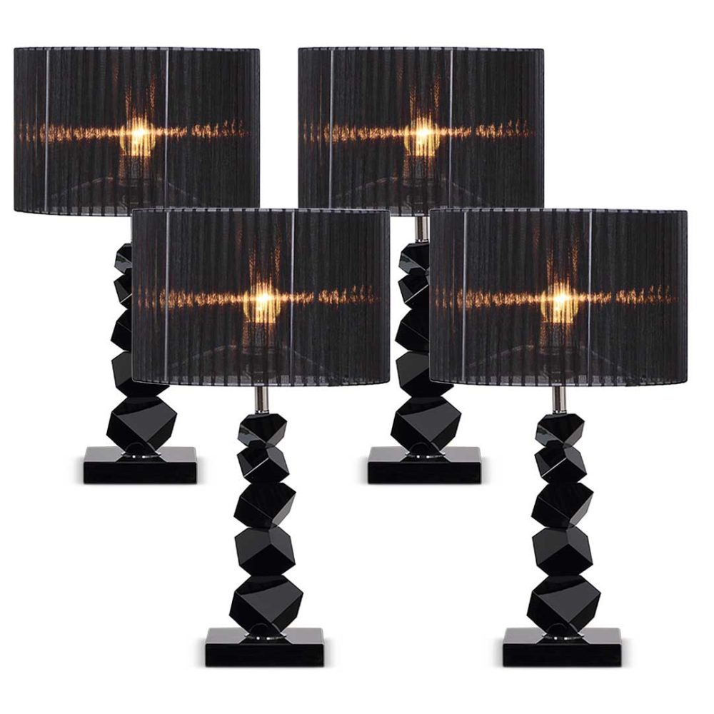 1-SOGA 4X 55cm Black Table Lamp with Dark Shade LED Desk Lamp