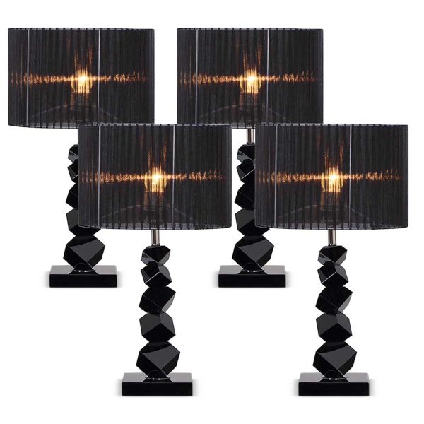 1-SOGA 4X 60cm Black Table Lamp with Dark Shade LED Desk Lamp