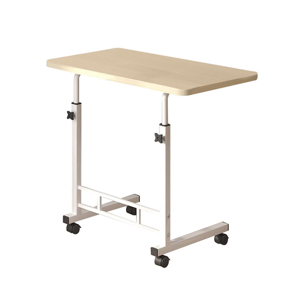 1-SOGA 40x80cm White Maple Bedside Table Movable Bedroom Desk Student Computer Table
