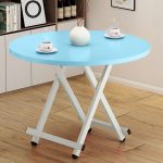 5-SOGA Blue Dining Table Portable Round Surface Space Saving Folding Desk Home Decor