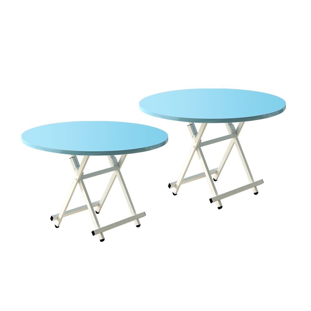 1-SOGA 2X  Blue Dining Table Portable Round Surface Space Saving Folding Desk Home Decor