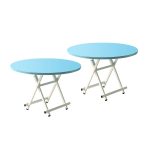 1-SOGA 2X  Blue Dining Table Portable Round Surface Space Saving Folding Desk Home Decor