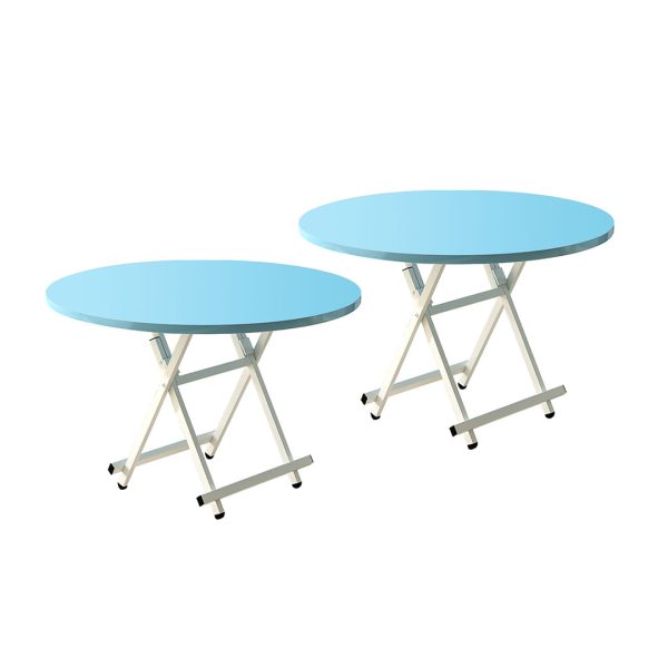1-SOGA 2X  Blue Dining Table Portable Round Surface Space Saving Folding Desk Home Decor