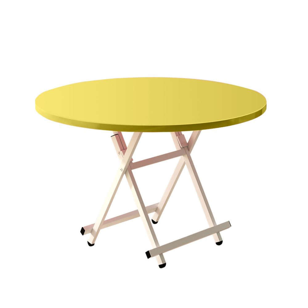 1-SOGA Yellow Dining Table Portable Round Surface Space Saving Folding Desk Home Decor