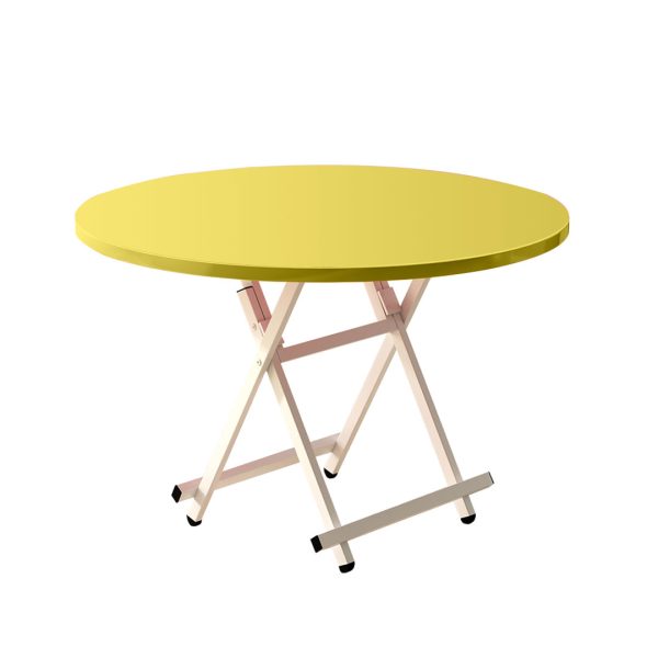 1-SOGA Yellow Dining Table Portable Round Surface Space Saving Folding Desk Home Decor